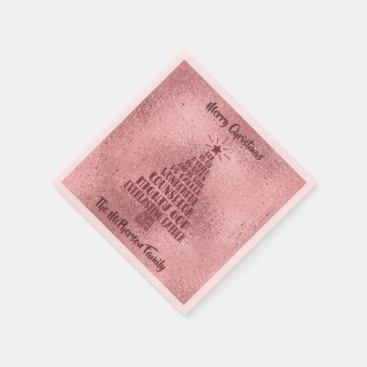 Serviette En Papier Rose Gold Christian Christmas Scripture - Ajouter  (Coin)