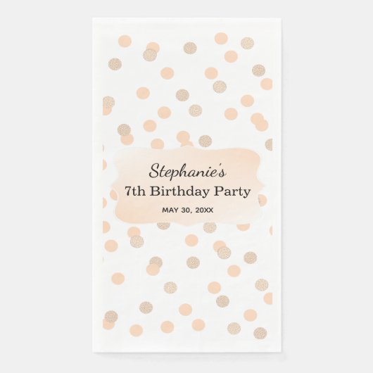 Serviette En Papier Rose Gold Confetti fête d'anniversaire (Devant)