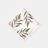 Serviette En Papier Rose Gold Cuivre Botanique Glam Mariage moderne (Coin)