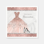 Serviette En Papier Rose Gold Diamond Sparkle Glam Quinceanera (Devant)