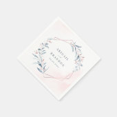 Serviette En Papier Rose Gold Dusty Blue Greenery Mariage géométrique (Coin)