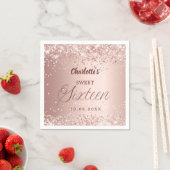 Serviette En Papier Rose gold écriture Sweet 16 (En situation)