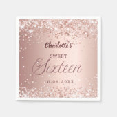 Serviette En Papier Rose gold écriture Sweet 16 (Devant)