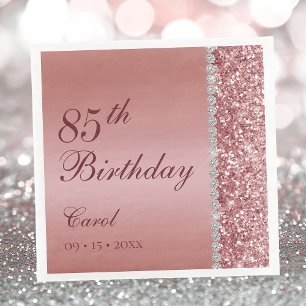 Serviette En Papier Rose Gold Élégant 85e Anniversaire