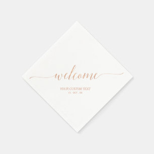 Serviette En Papier Rose Gold Élégant Lettrage De Bienvenue De Fête