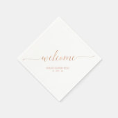 Serviette En Papier Rose Gold Élégant Lettrage de Bienvenue pour Fête (Coin)
