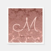 Serviette En Papier Rose Gold Elegant Mariage Réception Monogramme (Devant)