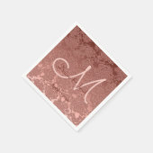 Serviette En Papier Rose Gold Elegant Mariage Réception Monogramme (Coin)