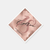 Serviette En Papier Rose Gold Faux Foil 18e anniversaire (Coin)