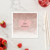 Serviette En Papier Rose Gold Faux Parties scintillant Design Napkin (En situation)