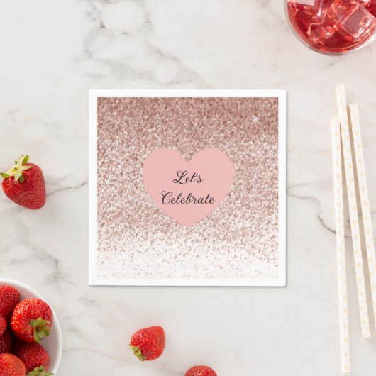 Serviette En Papier Rose Gold Faux Parties scintillant Design Napkin (En situation)
