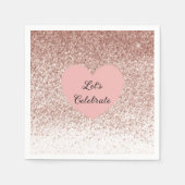 Serviette En Papier Rose Gold Faux Parties scintillant Design Napkin (Devant)