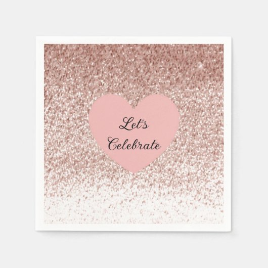 Serviette En Papier Rose Gold Faux Parties scintillant Design Napkin (Devant)