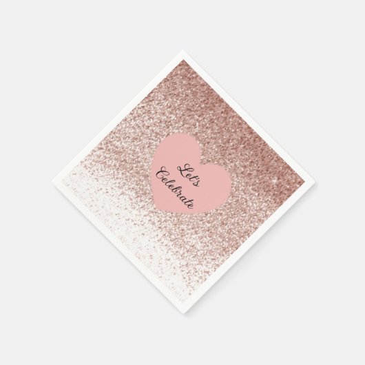 Serviette En Papier Rose Gold Faux Parties scintillant Design Napkin (Coin)