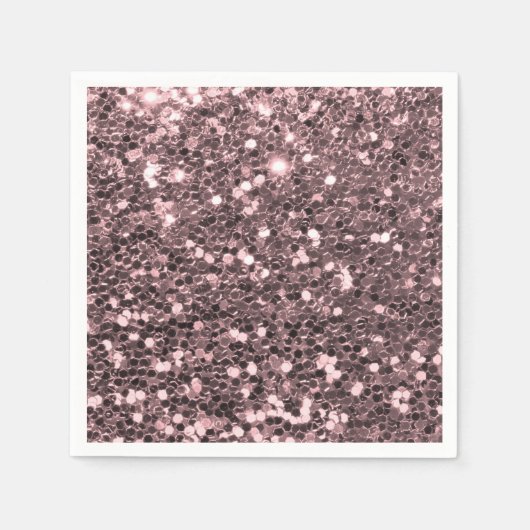 Serviette En Papier Rose Gold Faux Parties scintillant Étincelles (Devant)