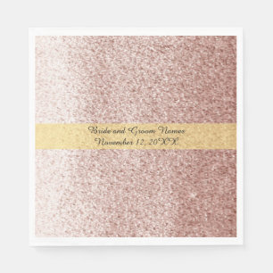 Serviette En Papier Rose Gold Faux Parties scintillant Gold Band