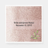Serviette En Papier Rose Gold Faux Parties scintillant Vert Feuilles (Devant)
