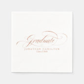 Serviette En Papier Rose Gold Foil Graduate Fancy Calligraphie (Devant)