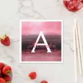 Serviette En Papier Rose Gold Foil Ombre Monogram Anniversaire (En situation)