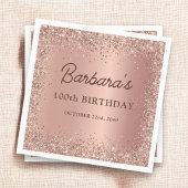 Serviette En Papier Rose Gold Foil Parties scintillant 100e anniversai