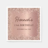 Serviette En Papier Rose Gold Foil Parties scintillant 13e anniversair (Devant)