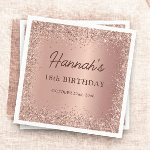 Serviette En Papier Rose Gold Foil Parties scintillant 18e anniversair