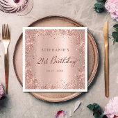 Serviette En Papier Rose Gold Foil Parties scintillant 21e anniversair