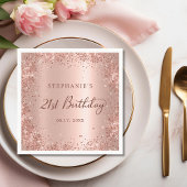 Serviette En Papier Rose Gold Foil Parties scintillant 21e anniversair