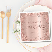 Serviette En Papier Rose Gold Foil Parties scintillant 21e anniversair