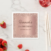 Serviette En Papier Rose Gold Foil Parties scintillant 21ème anniversa (En situation)