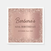 Serviette En Papier Rose Gold Foil Parties scintillant 60e anniversair (Devant)