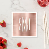 Serviette En Papier Rose Gold Foil trois lettres Monogramme (En situation)