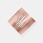 Serviette En Papier Rose Gold Foil trois lettres Monogramme (Coin)