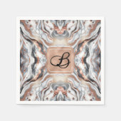 Serviette En Papier Rose Gold Glamour Fille Rose Gold et Marbre Blanc (Devant)