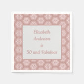 Serviette En Papier Rose Gold Grey & Rose 50 et Fabuleux anniversaire (Devant)
