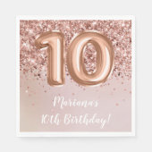 Serviette En Papier Rose Gold Kids Girl 10e fête d'anniversaire (Devant)