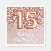 Serviette En Papier Rose Gold Kids Girl 15e fête d'anniversaire (Devant)