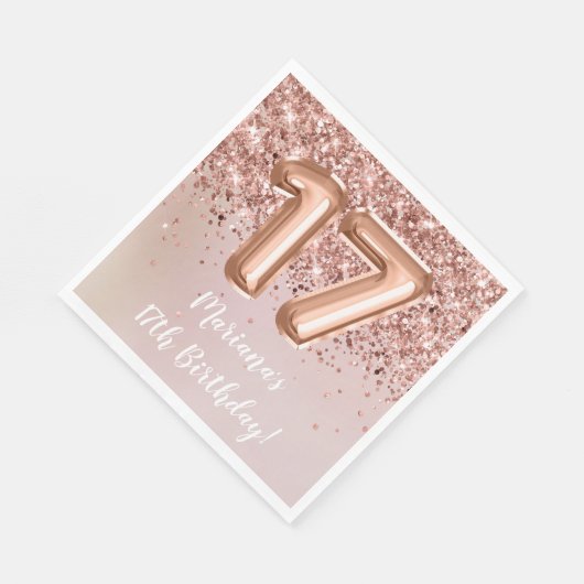 Serviette En Papier Rose Gold Kids Girl 17e fête d'anniversaire (Coin)