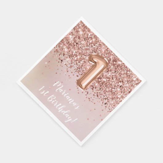 Serviette En Papier Rose Gold Kids Girl 1er anniversaire fête (Coin)