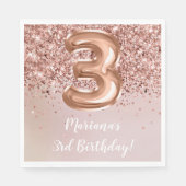 Serviette En Papier Rose Gold Kids Girl 3e fête d'anniversaire (Devant)