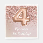 Serviette En Papier Rose Gold Kids Girl 4e fête d'anniversaire (Devant)