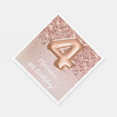 Serviette En Papier Rose Gold Kids Girl 4e fête d'anniversaire (Coin)