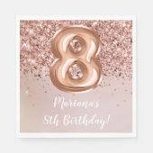 Serviette En Papier Rose Gold Kids Girl 8e fête d'anniversaire (Devant)