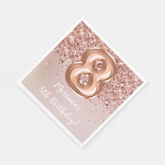 Serviette En Papier Rose Gold Kids Girl 8e fête d'anniversaire (Coin)