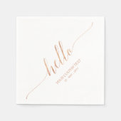 Serviette En Papier Rose Gold | Lettré élégant et stylé Bonjour Fête (Devant)