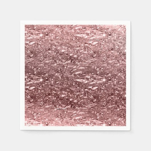 Serviette En Papier Rose Gold Liquid Chrome Metallic Glam Party (Devant)