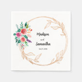Serviette En Papier Rose Gold Mariage Floral Napkins (Devant)