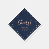Serviette En Papier Rose Gold & Marine Moderne Lettres Salutations Ann (Coin)