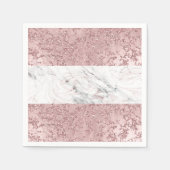 Serviette En Papier Rose Gold Modern Glam Marbre & Parties scintillant (Devant)