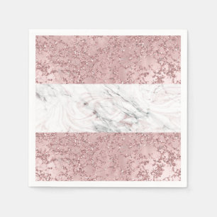 Serviette En Papier Rose Gold Moderne Glam Marbre & Décor Pailleté